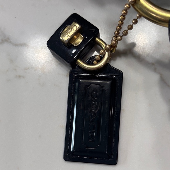 Coach Glossy Black Shoulder Bag HOBO drawstring with Gold Details.LEATHER. - Picture 12 of 14